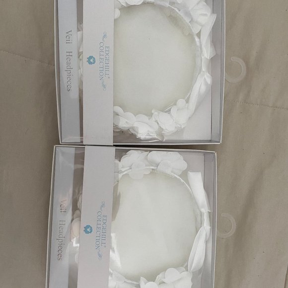 2 NEW Edgehill flowergirl headbands with veil and bow
